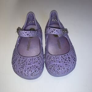 Mini Melissa Campana Zig Zag Purple Jelly Flats Kids Siz 6 HTF